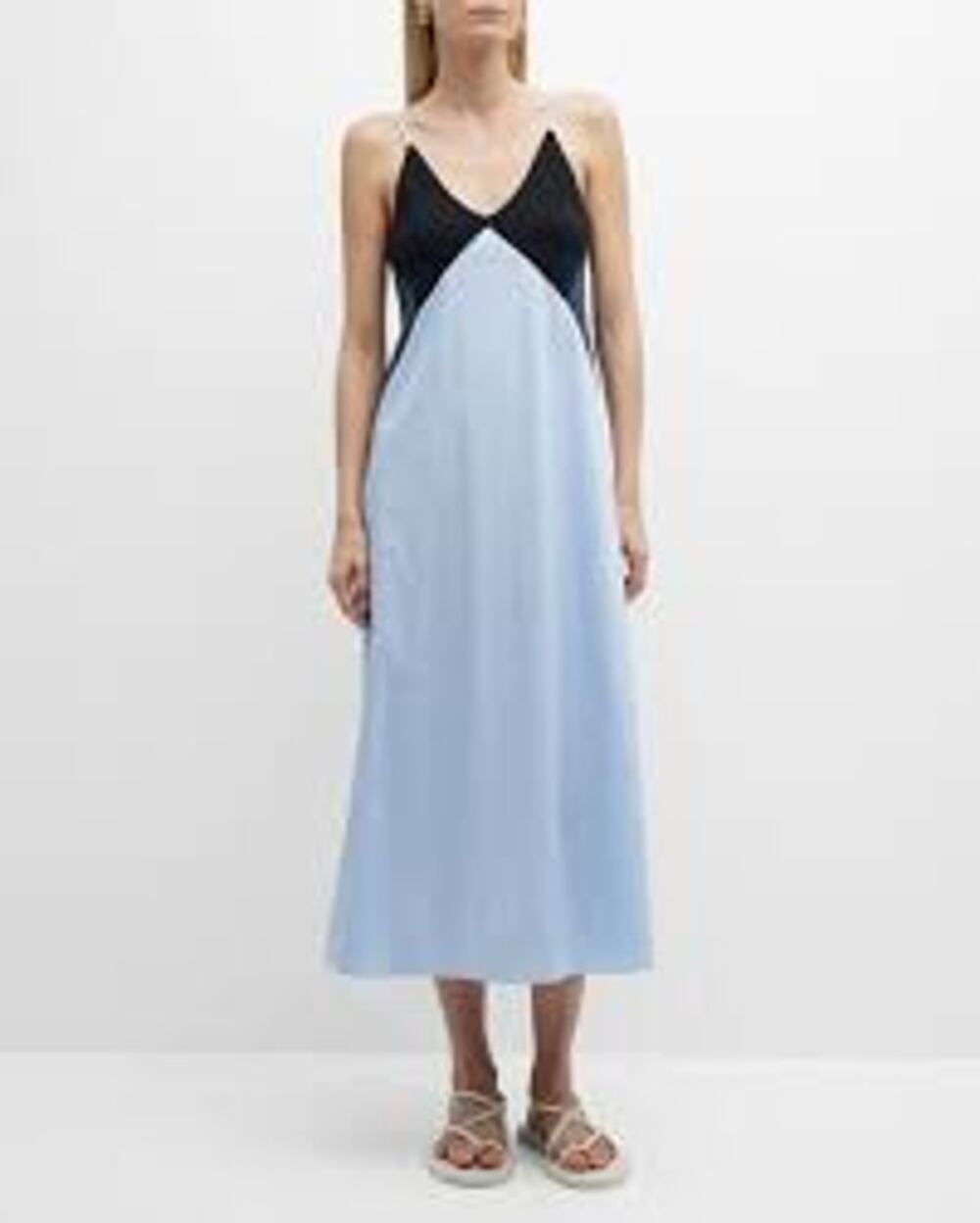 Naadam Colorblock Mixed Media Midi Dress